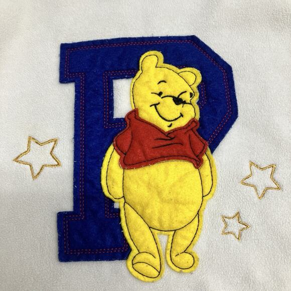VTG Y2K Disney Winnie Pooh Embroidered Fleece Varsity Sweatshirt Cream Size M - Picture 6 of 11